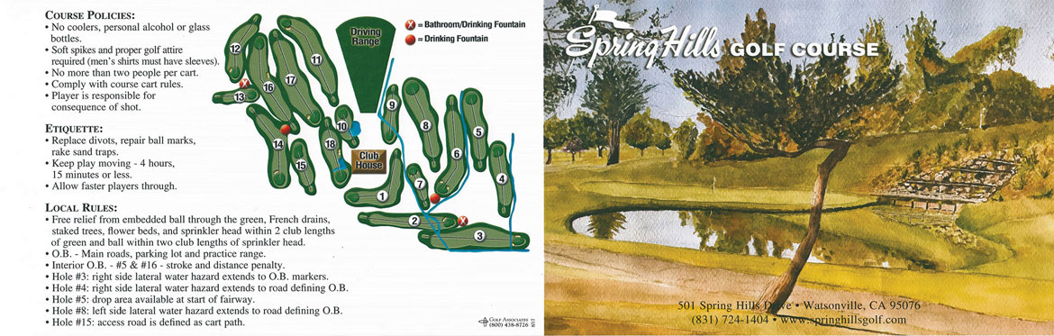 Spring Hills Golf Course Score Card